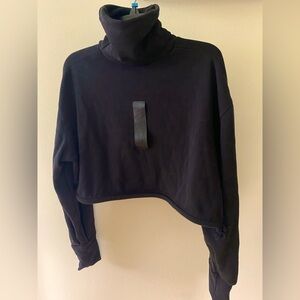 Black UY crop turtle neck sweatshirt